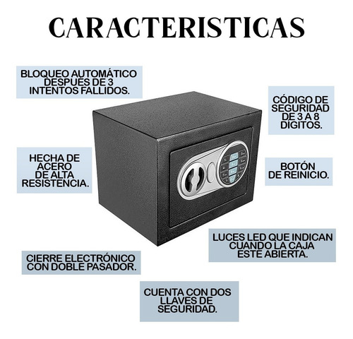 Imagen 4 de 7 de Caja Fuerte Electrónica Digital Luces Led Llaves Seguridad