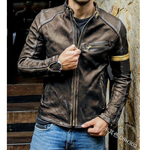 Chaqueta De Cuero Punk De Pie Con Cuello