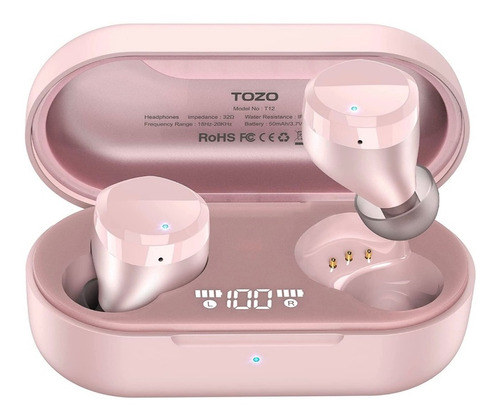 Audifonos Tozo T12 Rosados Bluetooth Ipx8 Envio Inmediato