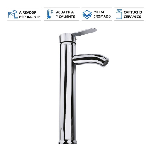 Imagen 2 de 9 de Griferia De Baño Vanitory Canilla Monocomando Lavatorio Alta