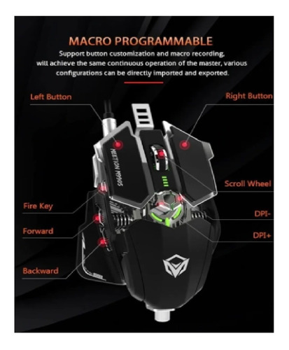 Mouse Gamer Meetion M990s Transformers Fps Negro 4000dpi