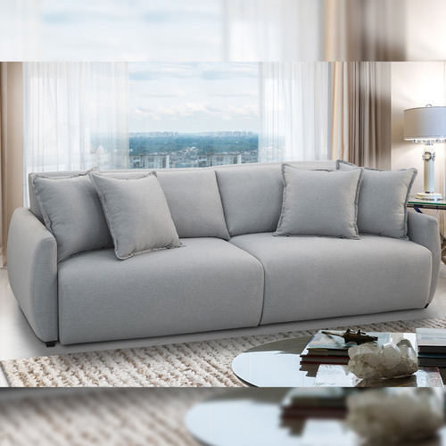 Sofá Cama Retrátil 3 Lugares Sala 230cm Sky Linho Cinza