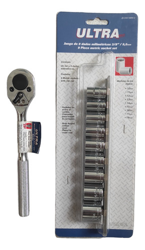 Ratchet Ultra Cuadrado 3/8 Dados Milimétricos Matraca Rache