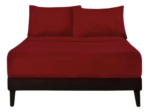 Juego De Sabanas King Size Premium 4 Piezas 2000 Hilos Cama Vino Liso
