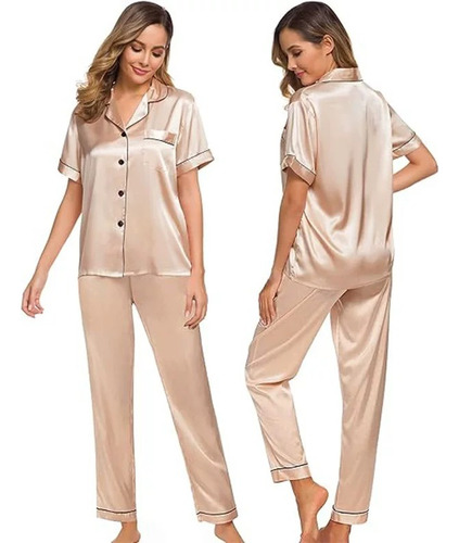 Pijamas Para Mujer De Satén Sedoso Cómodo Ropa Para Dormir