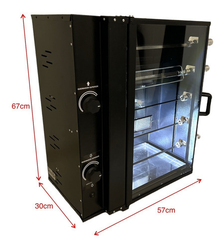 Brocheta Rotary LPG Gas Roaster 05 Bivolt Bench de acero inoxidable