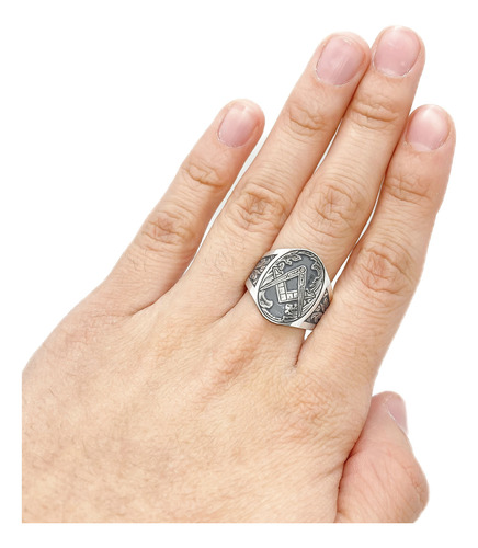 Anillo Símbolo Masónico Fraternidad Plata 925 Plata 925 C - Grande Plata 925