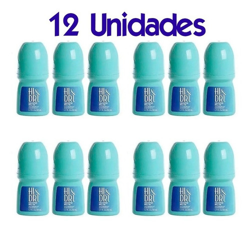 Kit 12 Unidade Desodorante Hi & Dri Roll-on Sem Perfume 50ml