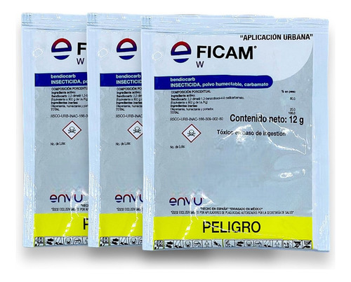 Ficam W Sobre Insecticida De 12 Grms Paquete De 3 Piezas