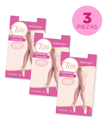 Mallas Dama 3d Convertibles Ballet | Tan | 3 Pack