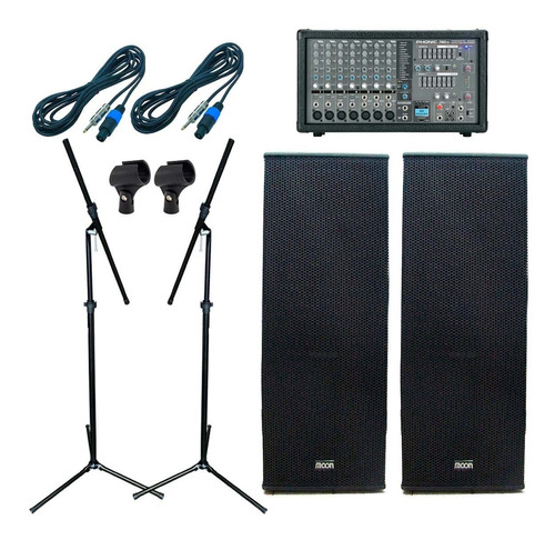 Combo Sonido Consola Potenciada Sunset Jcb608cl + Cajas Y Ac