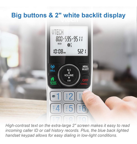 Teléfono Inalámbrico Vtech Vs112-2 Dect 6.0 Bluetooth 2...