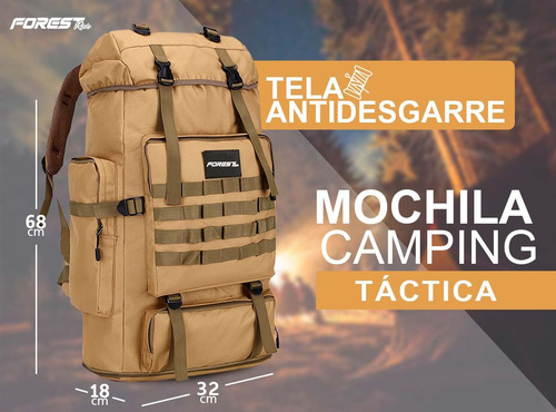 Imagen 2 de 10 de Mochila Militar Forest Camping Original Mochilero Trenking