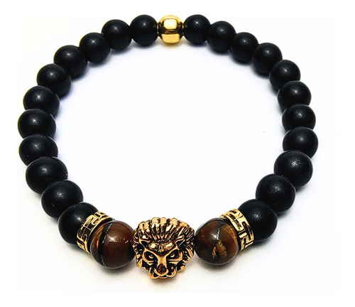Pulsera De Hombre Con Piedra Ojo De Tigre + León