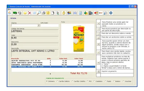 comprar Programa Pdv Mercadinho + Leitor Barras + Impressora Cupom