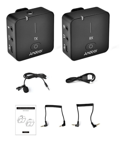 Microfone De Gravação Sem Fio Andoer Mx5 2.4g