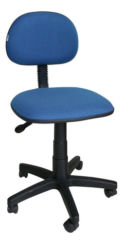 Cadeira Secretária Giratória Pistão A Gás Tecido Azul