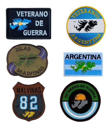 Kit Set 6 Parches Bordados Malvinas Argentinas Heroes Mod3
