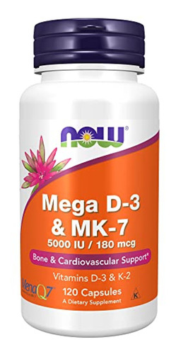 Suplemento Vitamina D Suplementos Now, Mega D-3 Y Mk-7, 5000