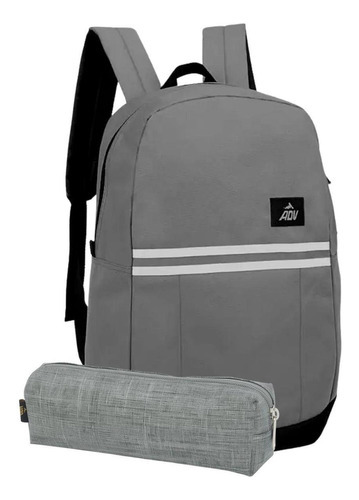 Kit Mochila Adv Cinza Com Estojo Tam. G - Luxcel