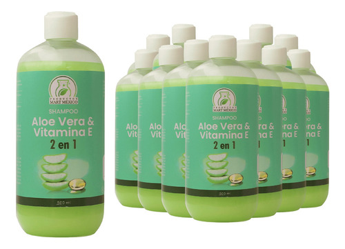  Shampoo Capilar Aloe Vera & Vitamina E 2 En 1 (500ml)12 Pack