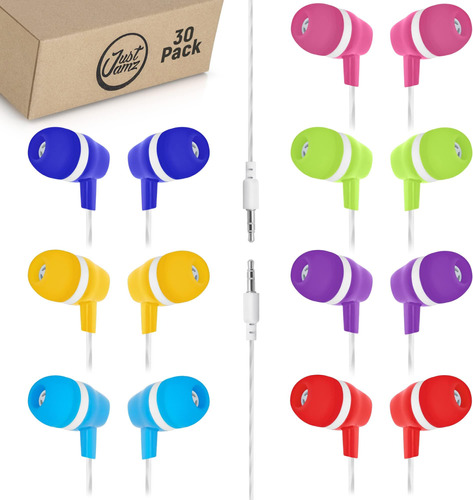 Justjamz Bulk Earbuds Bubbles Paquete De 30 Coloridos Auricu