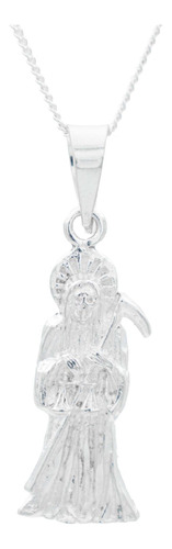 Collar Santa Muerte Chica Troquelada Detallada Plata 925