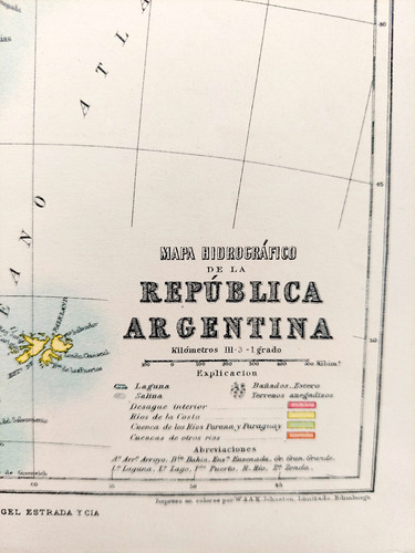 Antiguo Mapa Hidrográfico 1926 Salinas Rios Cuencas Plano (Usado)
