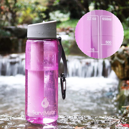 Survimate Botella De Agua Filtrada Sin Bpa Con Filtro Integr