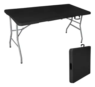 Mesa Plegable Mueblick 180cm Plástico Acero Portafolio Negro