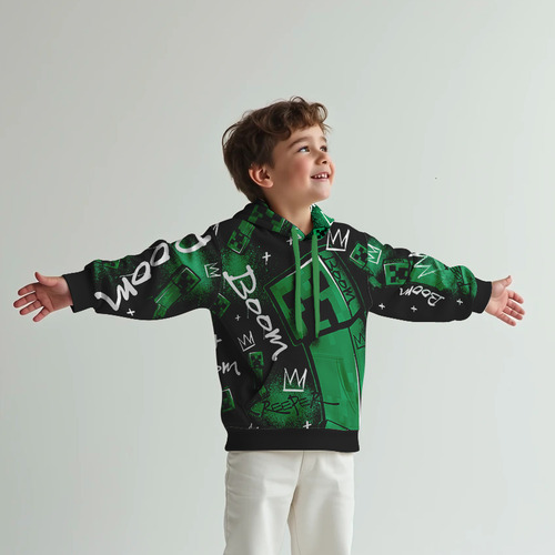 Sudadera Minecraft Creeper Grafitti Swag Infantil Unisex