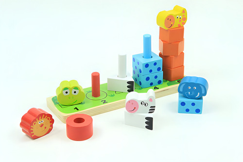 Juego Para Apilar Y Encajar Animales Niños Motricidad Fina Color Multicolor