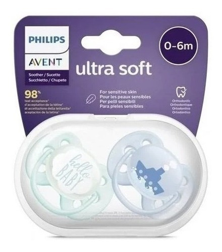 Imagen 3 de 6 de Chupete Ultra Soft Philips Avent Scf222/01 0-6 Meses