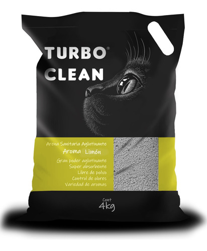 Arena Sanitaria Para Gatos Turbo Clean Aroma Limón 4kg