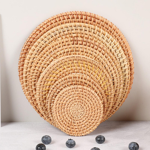 Placemats Redondos De Vime, Tecido À Mão, Para 20cm