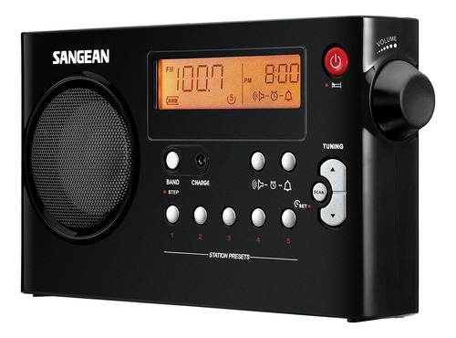 Sangean - Radio Digital, Portátil Y Recargable Negro