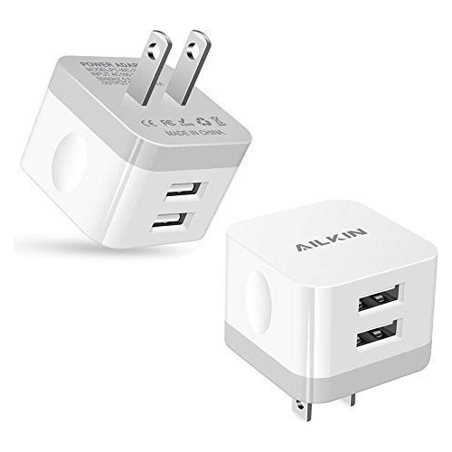 Ailkin - Paquete De 2 Enchufes Usb De Pared De 2.4 A, Adapta