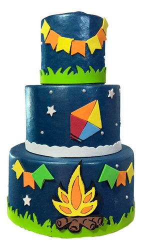 Bolo Fake Maquete Festa Junina Arraiá 3 Andares Mod1 Eva