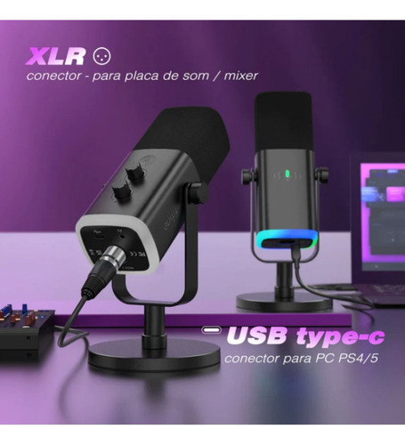 Microfone Fifine Xlr Am8 Dinâmico Cardioide Cor Black Preto