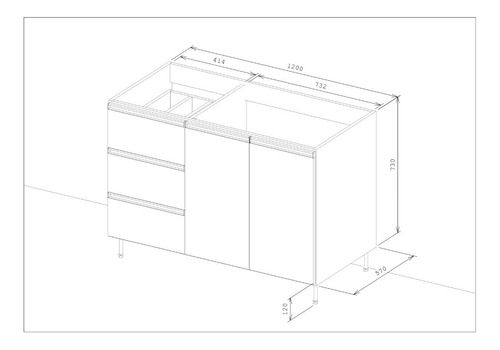 Imagen 4 de 4 de Mueble Bajo Mesada 120