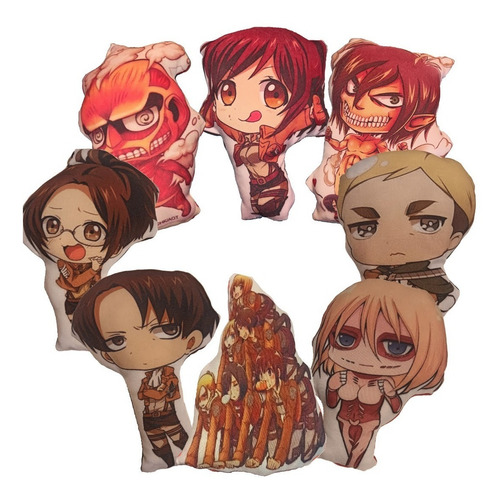 Peluche Almohada Ataque De Los Titanes Pack X8 Shingeki