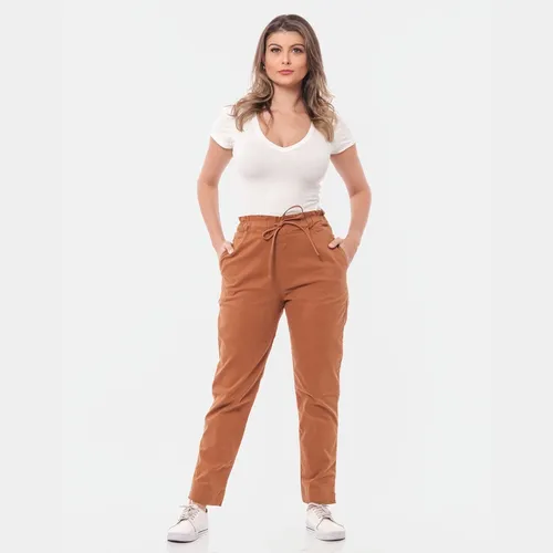 Cal a Feminina Sarja Slouchy Caramelo Ver o Disfar a Barriga