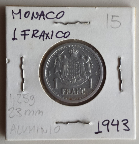 Moneda Monaco 1 Franco 1943 Xf