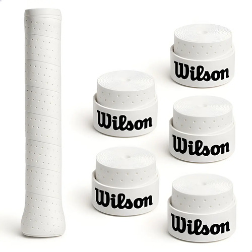 Kit Overgrip Wilson Furado para Beach Tennis e Padel, Branco (5 Unidades)