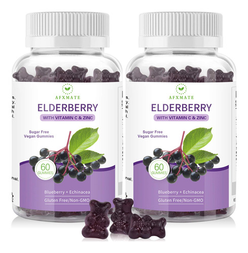 Paquete De 2 Gomitas De Saco Sambucus Black Elderberry, Para