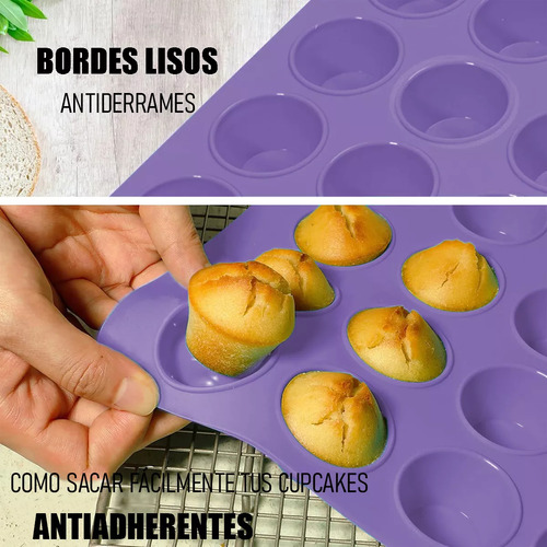 Molde Silicon Reposteria Moldes Cupcakes 24 Cup Horno Moldes De Silicona Para Cupcake Antiadherente Libre Bpa Pack 2 Moldes Magdalenas Silicona Horno Antiderrames Muffins Color Azul Pastel Okshop