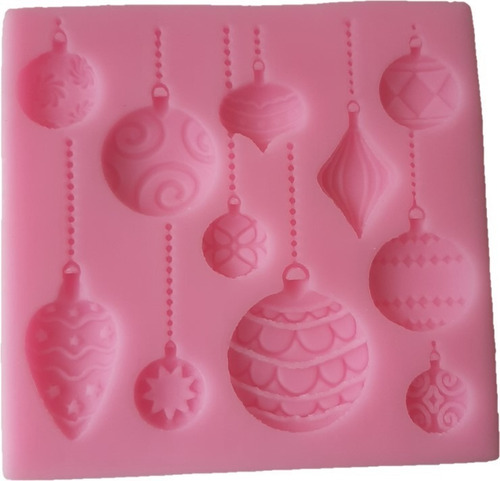 Molde Silicona Fondant Bolas Navidad Cupcakes Galletas Decor Color Rosa