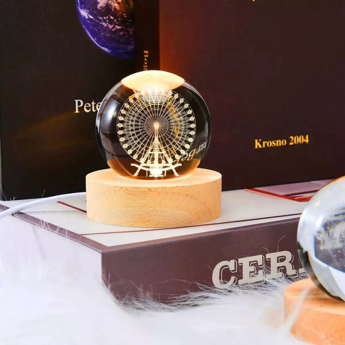 Luz Nocturna Led 3d Galaxy Bola De Cristal Lámparas De Mesa