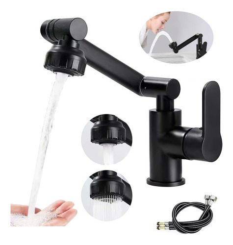 Llave Mezcladora Monomando Para Lavabo Baño Giratorio 1080°