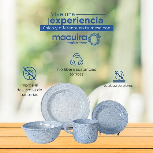 Mug Acero Vitrificado Azul/blanco Macuira Large